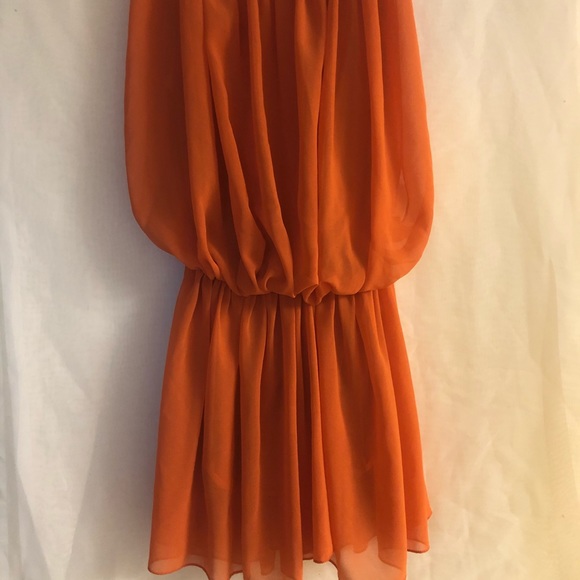 Orange Ruched Mini Dress - Picture 4 of 4